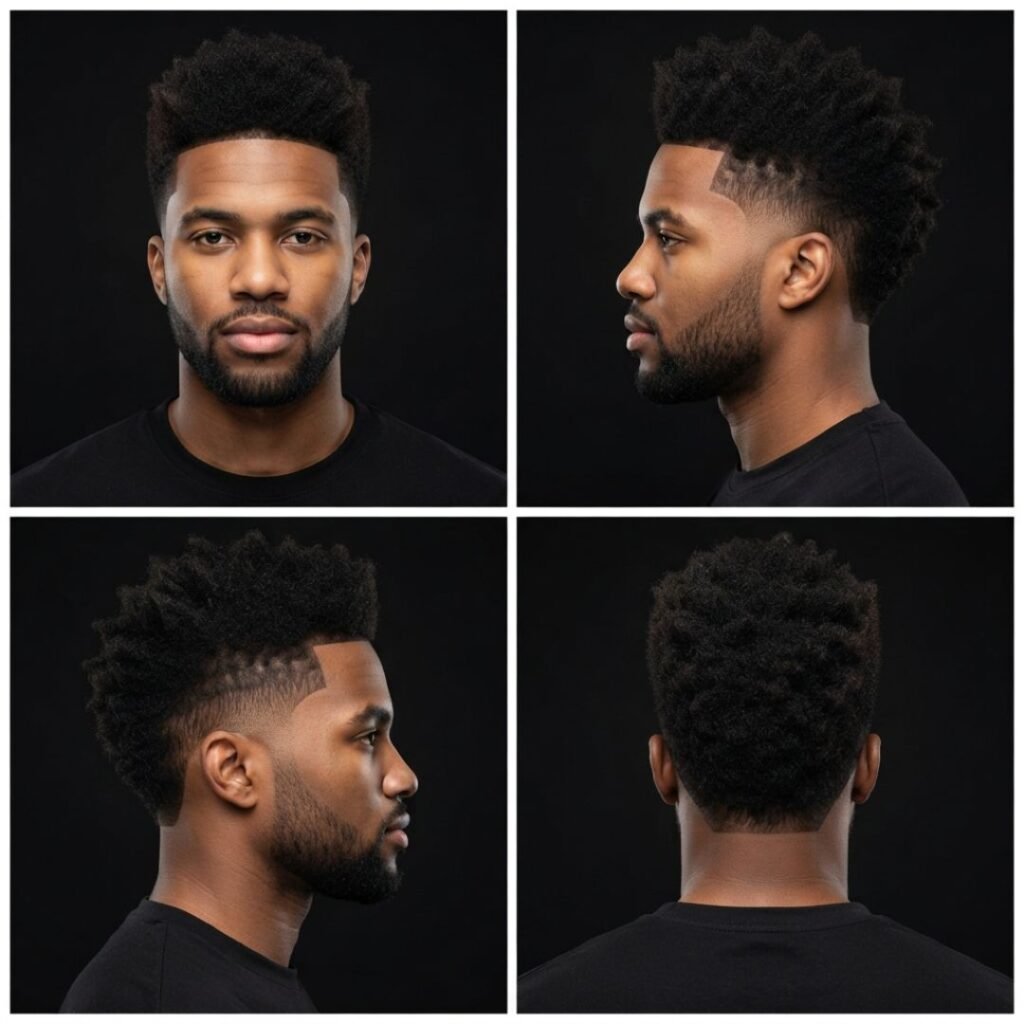 Afro Hawk (FroHawk) with Mid Taper Fade
