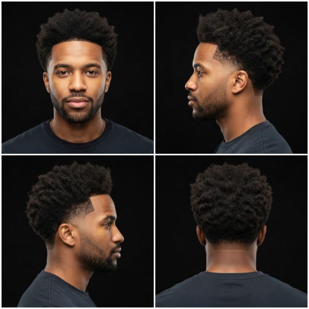 Blowout Afro with Mid Taper Fade