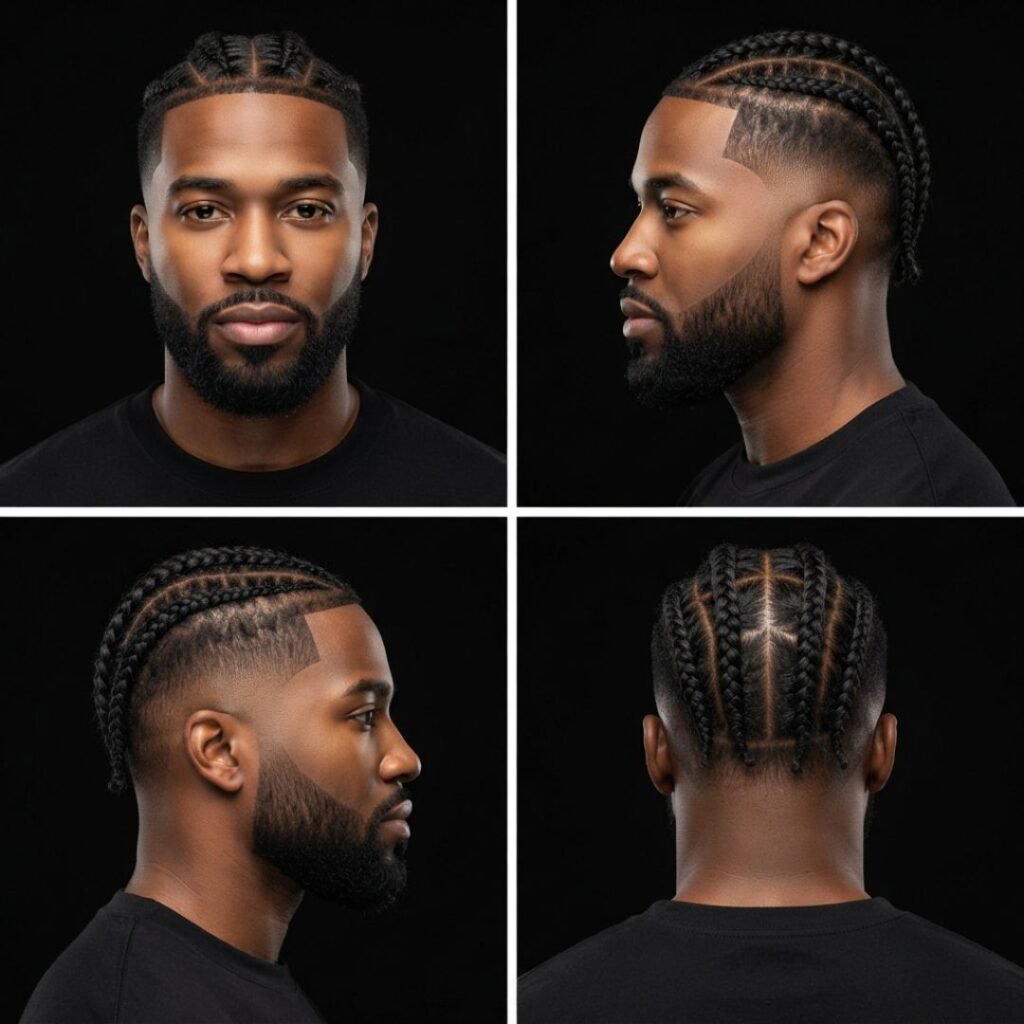 Box Braids with Mid Taper Fade