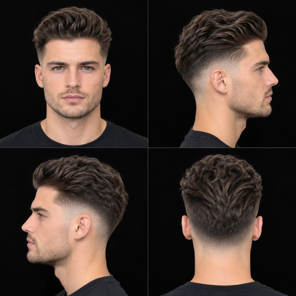 Brushed Back Wavy Crew Cut