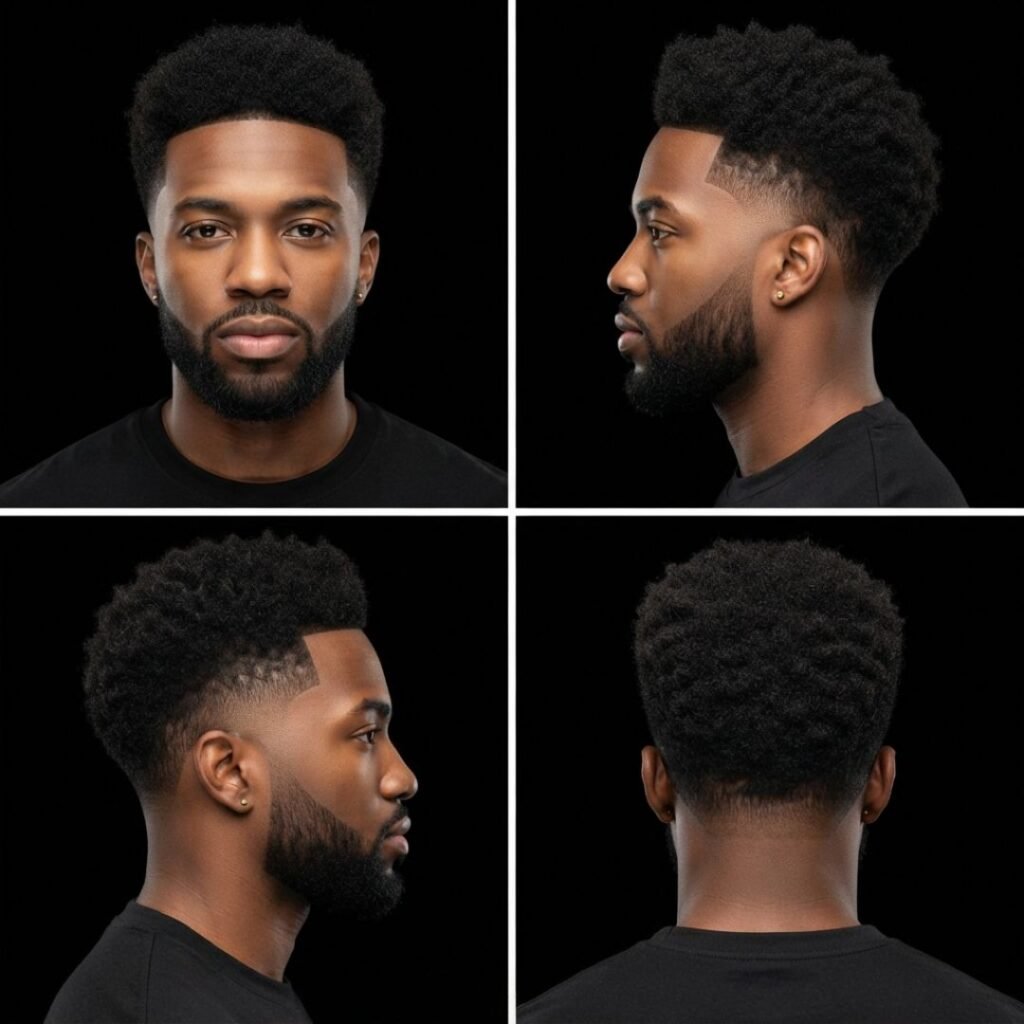 Classic Afro with Mid Taper Fade