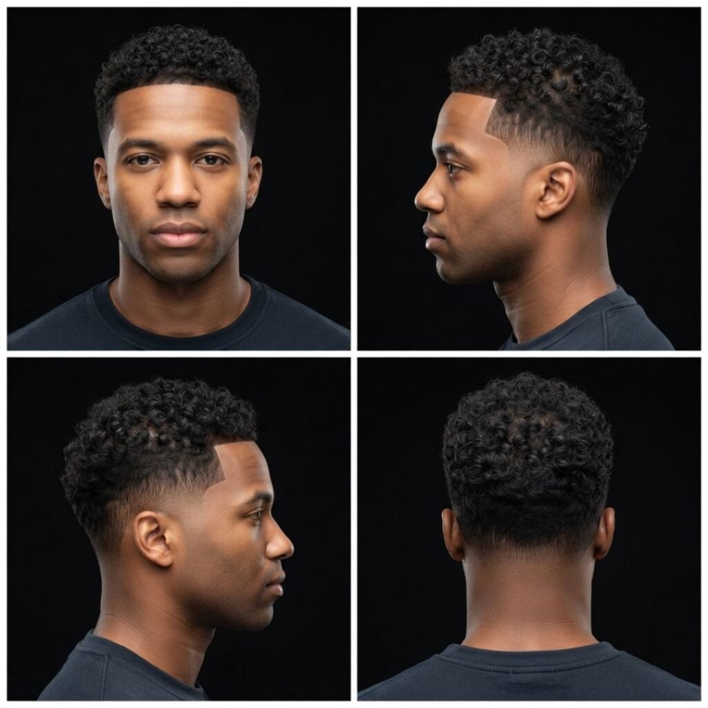 Defined Curls with Mid Taper Fade