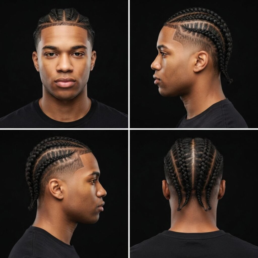 Feed-In Braids with Mid Taper Fade