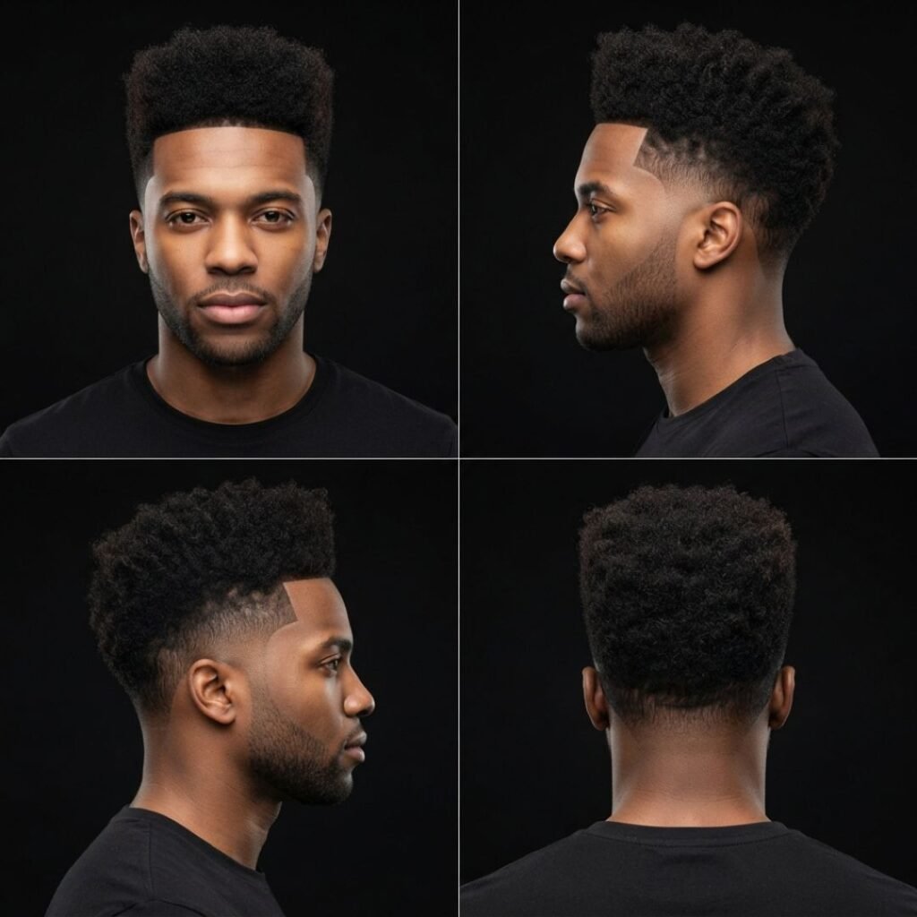 High Top Afro with Mid Taper Fade