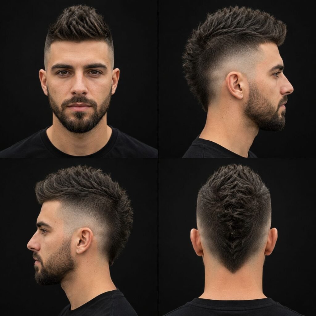 Hipster Faux Hawk with Undercut Fade and Beard