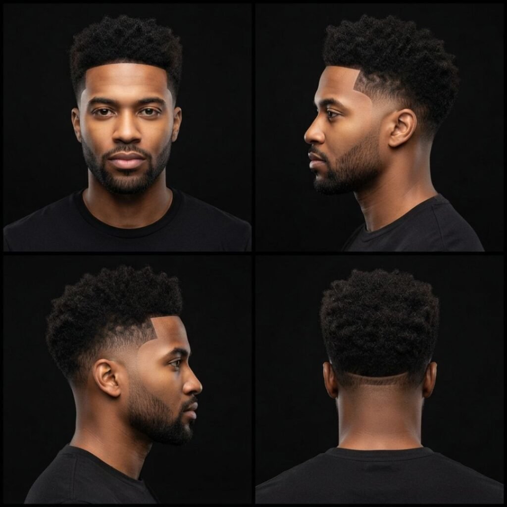 Low Afro with Mid Taper Fade
