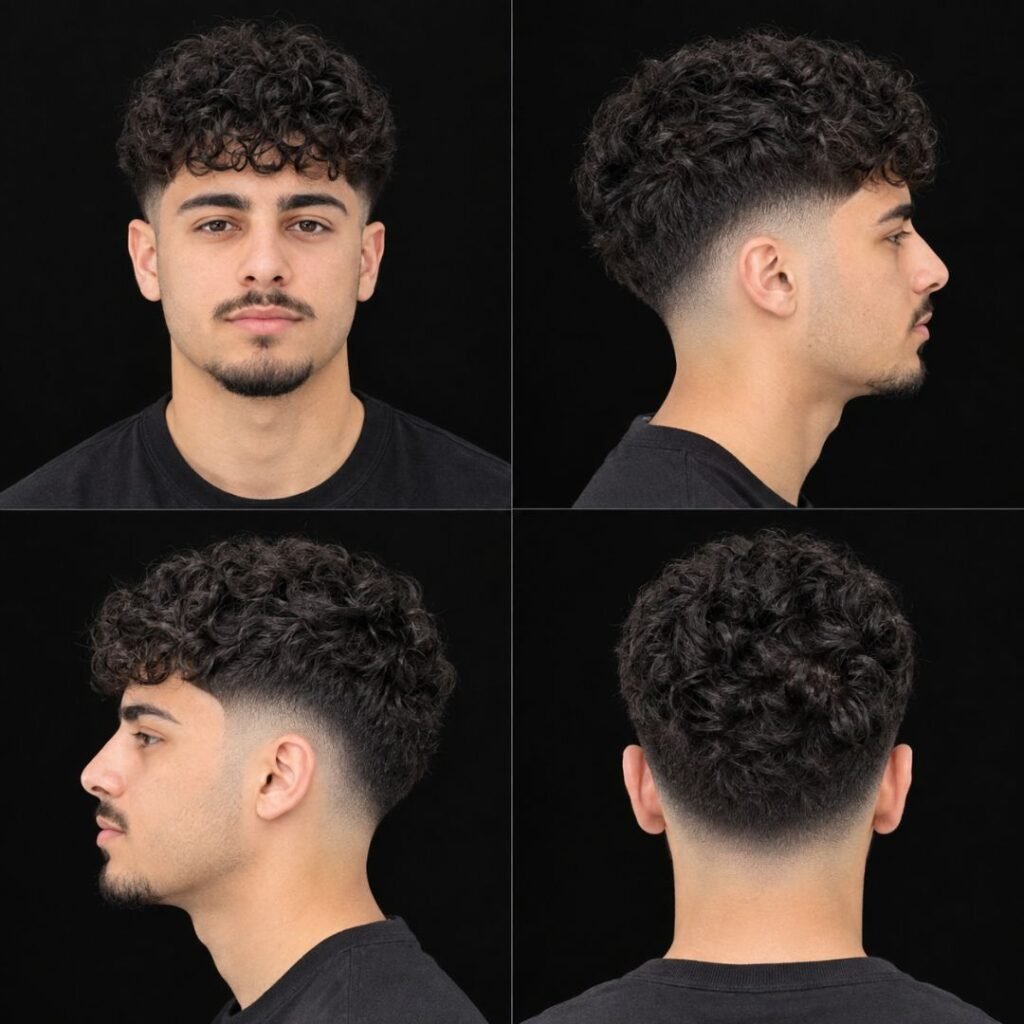 Low Drop Taper Fade with Curly Hair