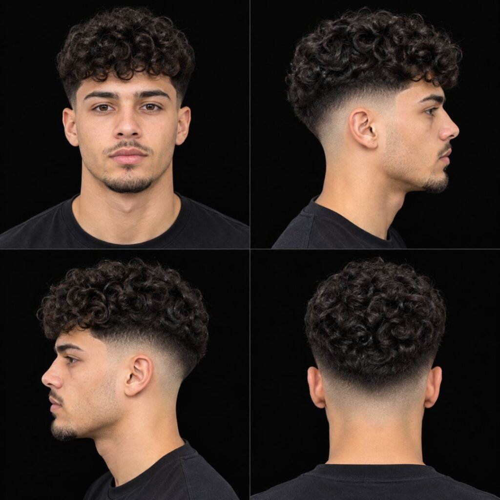 Low Skin Taper Fade with Curly Top