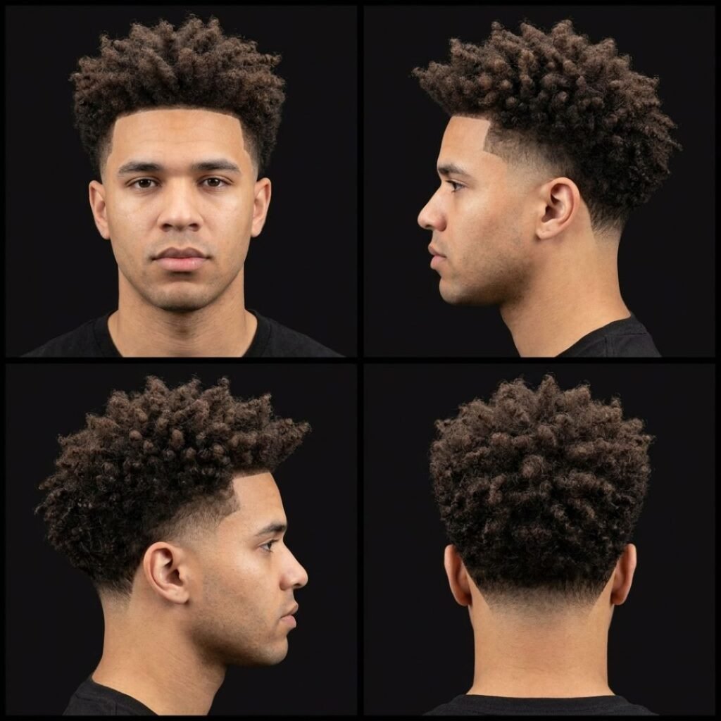 Low Taper Fade Long Hair for Coily or Afro-Textured Hair