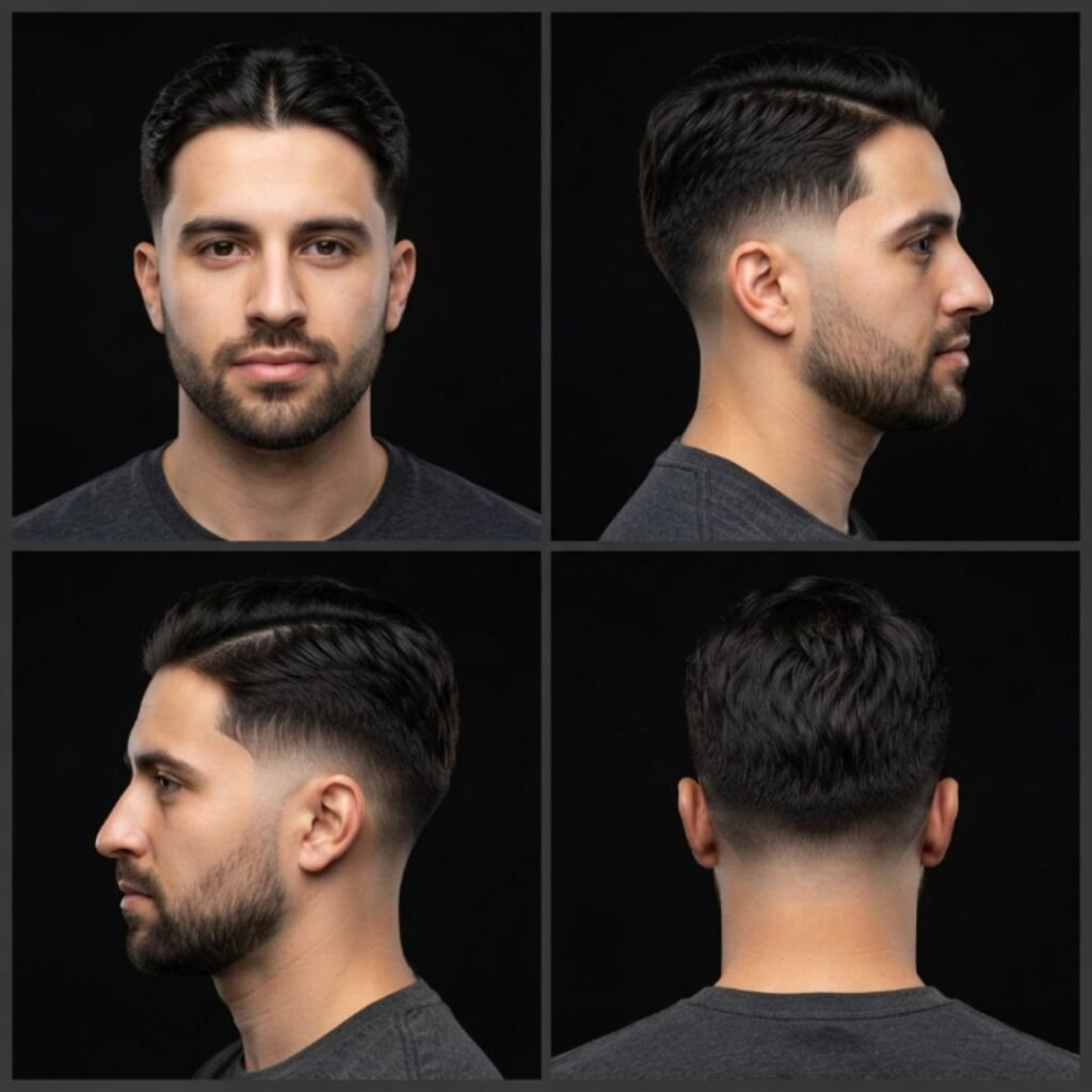 Low Taper Fade Middle Part