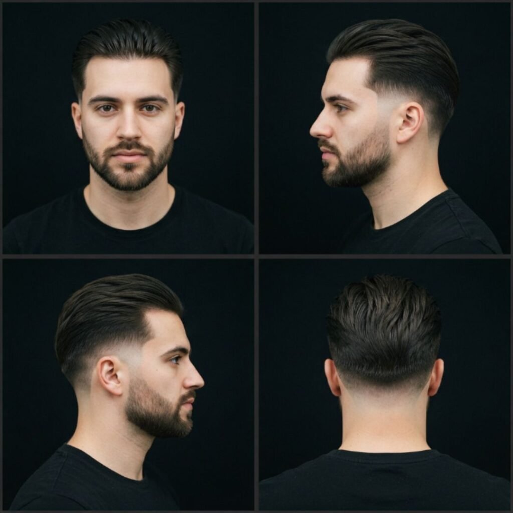 Low Taper Fade Slick Back