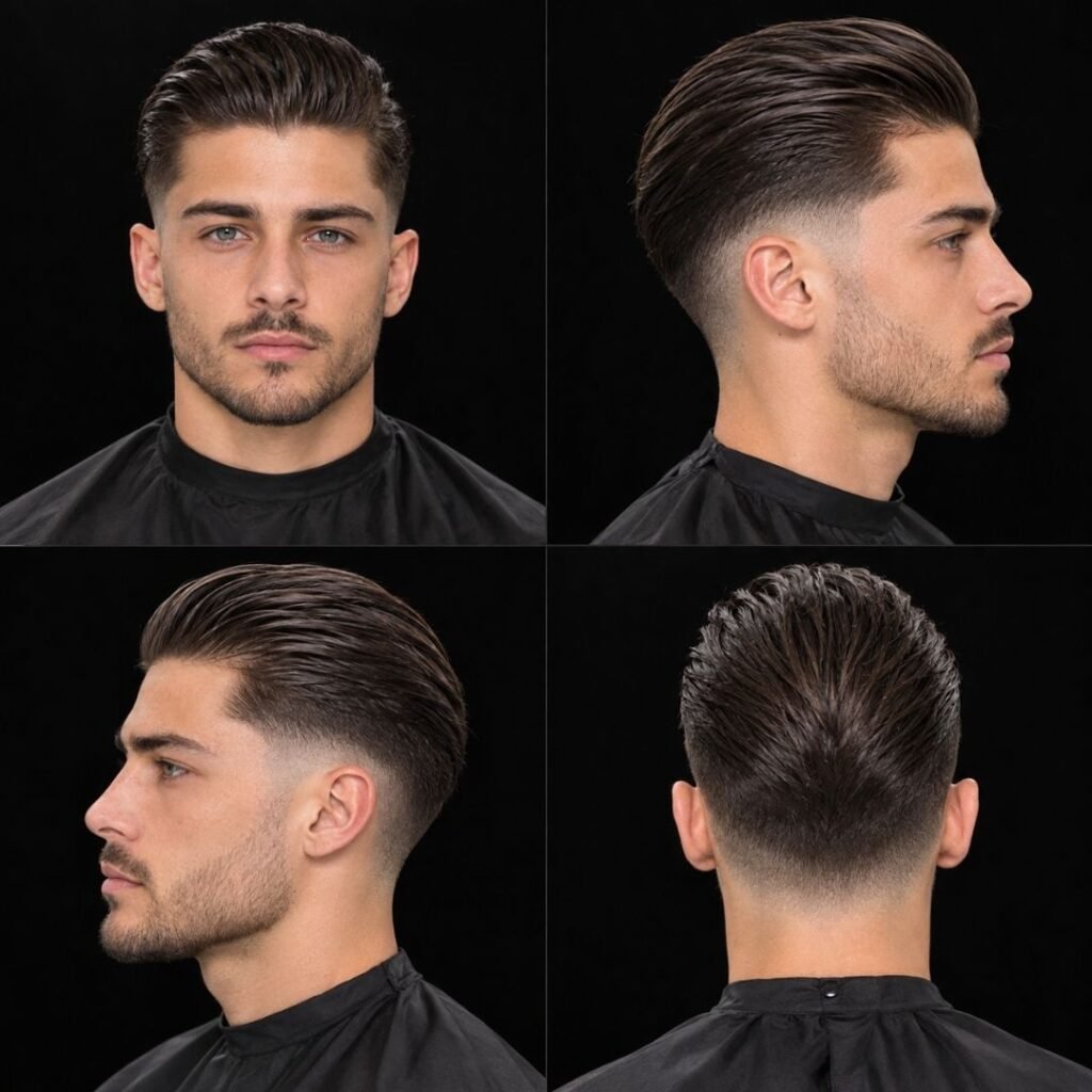 Low Taper Fade + Slick Back