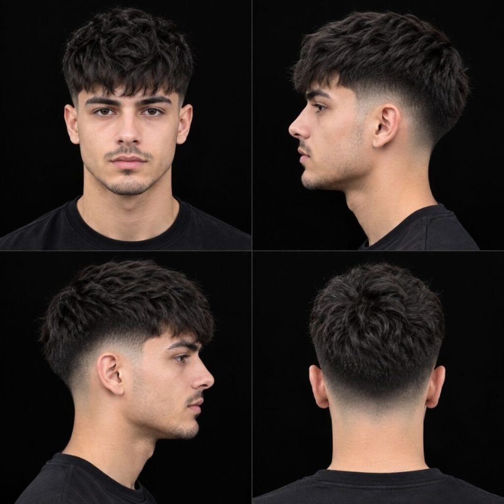 Low Taper Fade + Textured Crop / Fringe