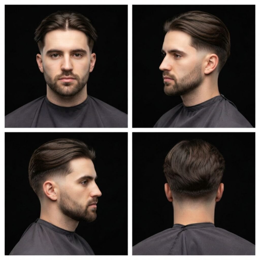Low Taper Fade with Center-Parted Long Hair