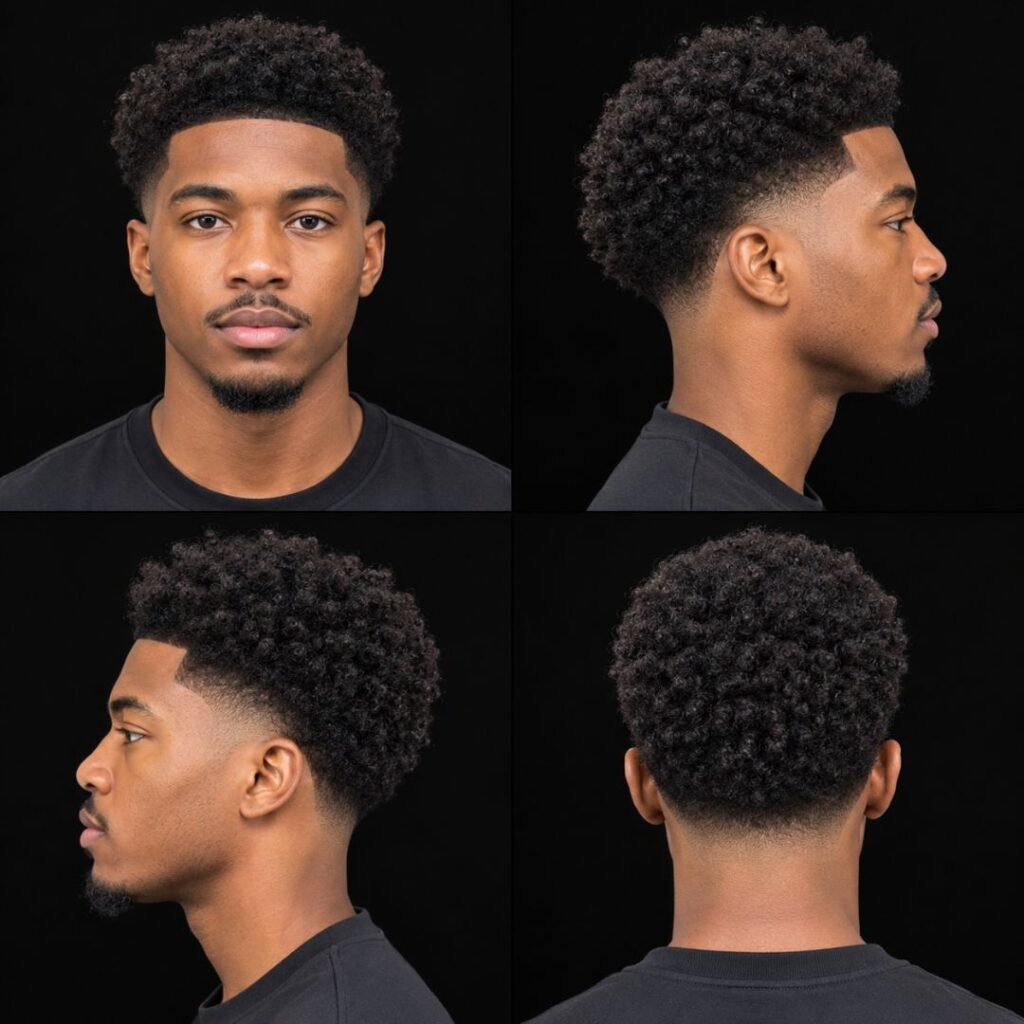 Low Taper Fade with Coily 4C Crown