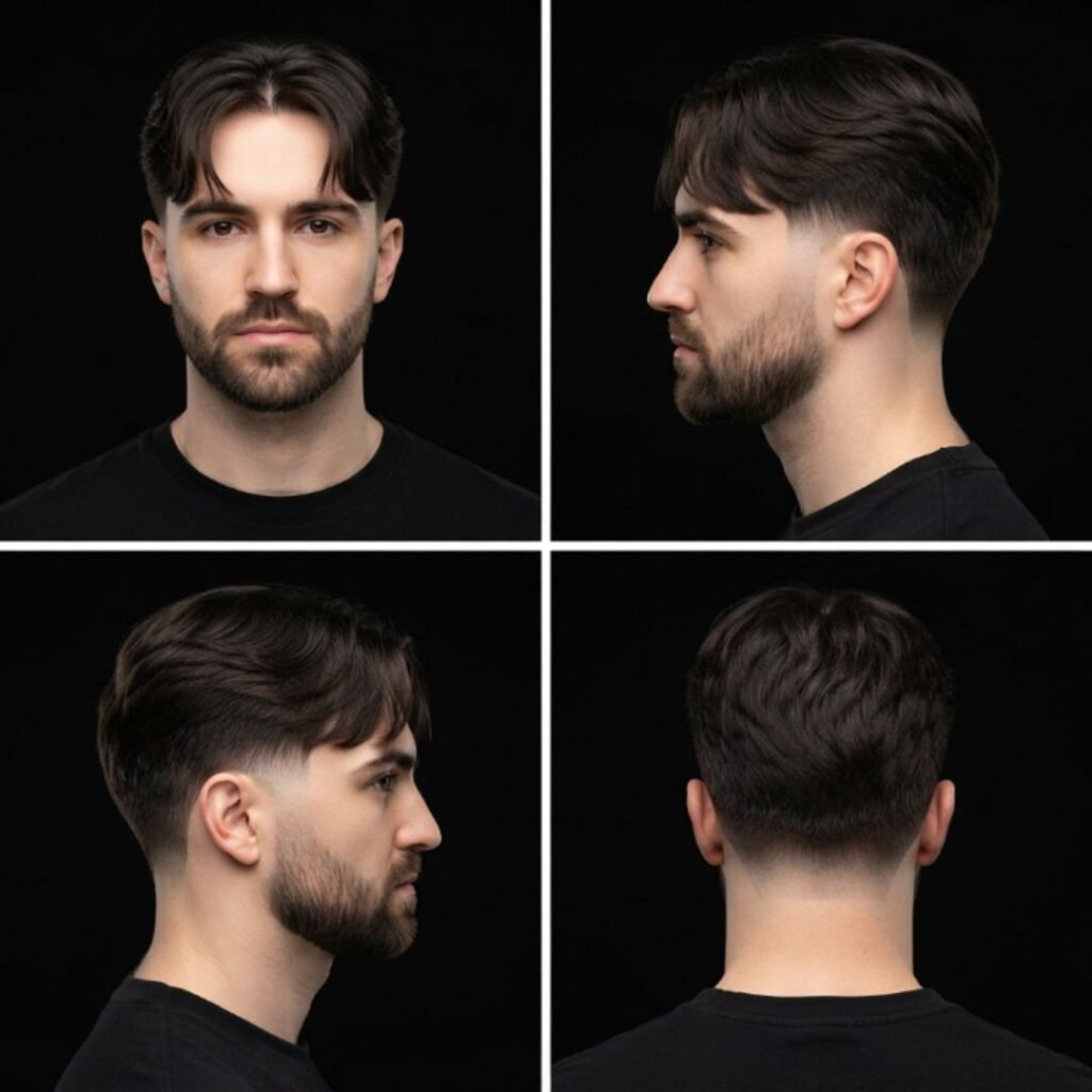 Low Taper Fade with Curtain Hair