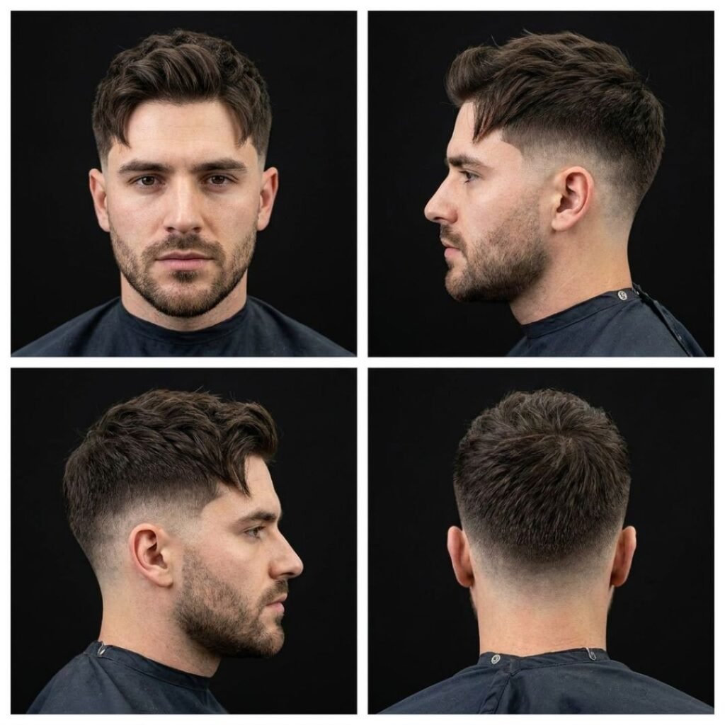 Low Taper Fade with Curtain Hair