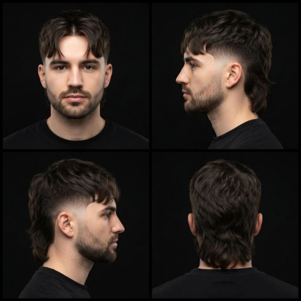Low Taper Fade with Curtain Mullet