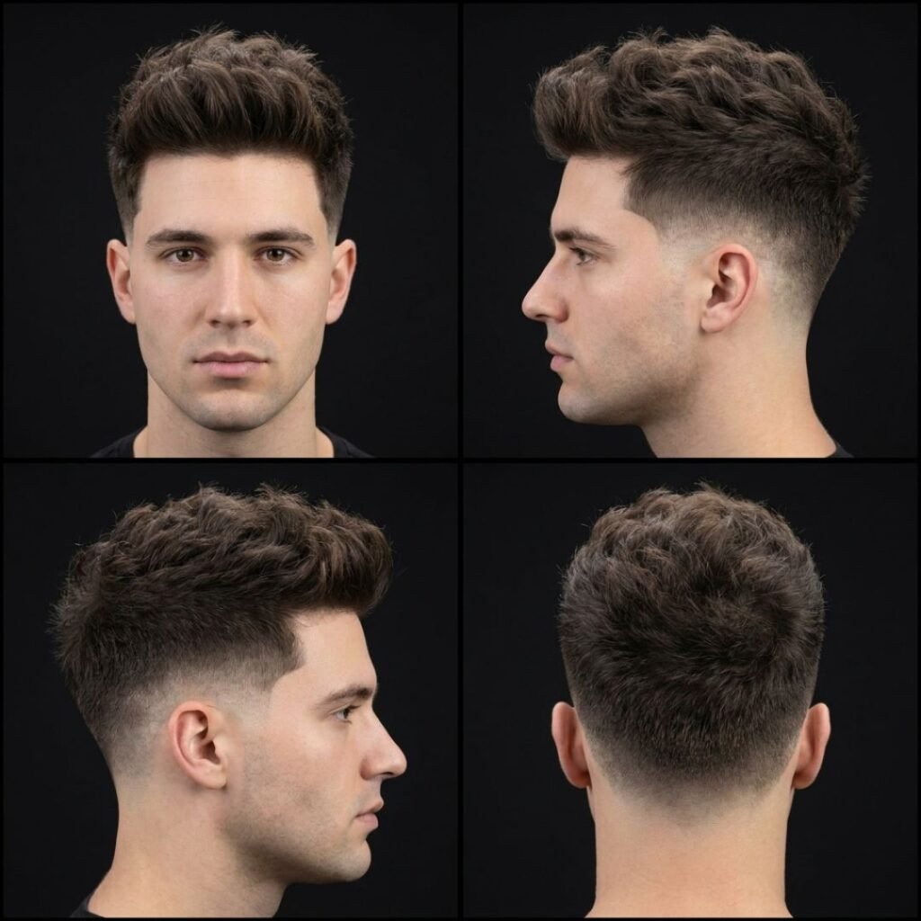 Low Taper Fade with Fluffy Long Top