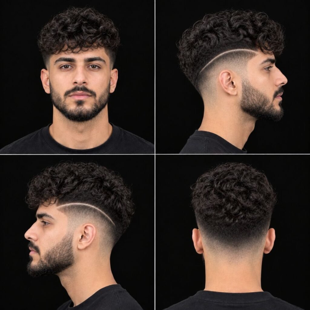Low Taper Fade with Line Design / Carved Part