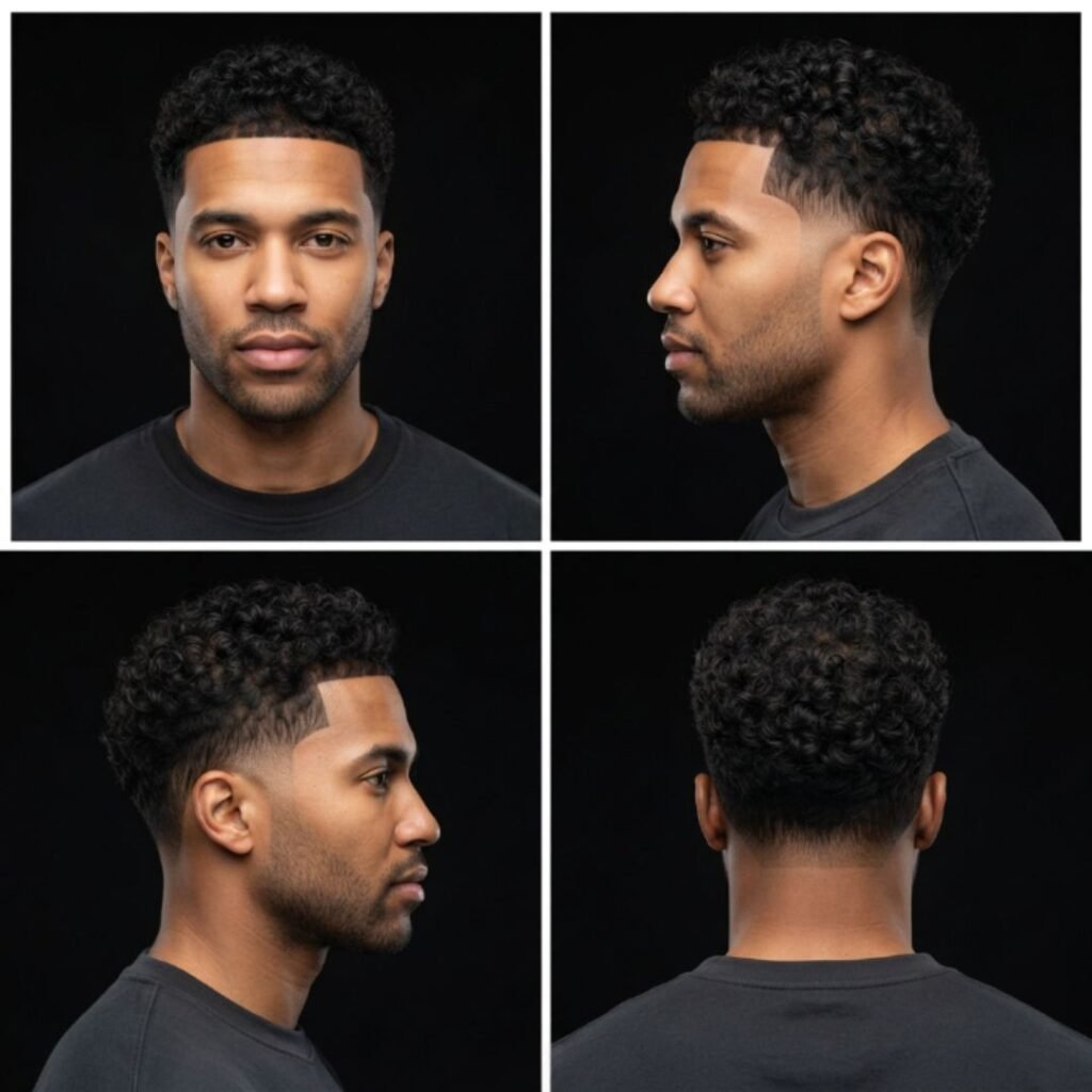 Low Taper Fade with Long Curly Hair