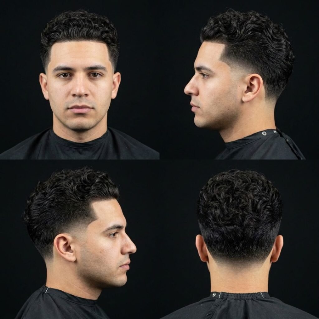 Low Taper Fade with Long Curly Hair