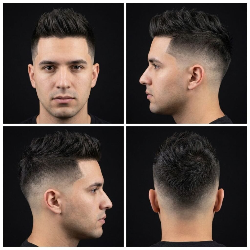 Low Taper Fade with Long Faux Hawk