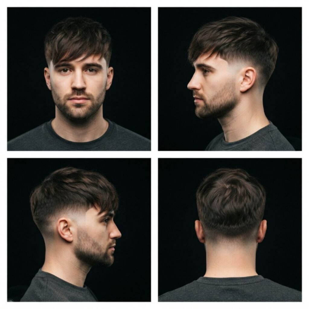 Low Taper Fade with Long Fringe