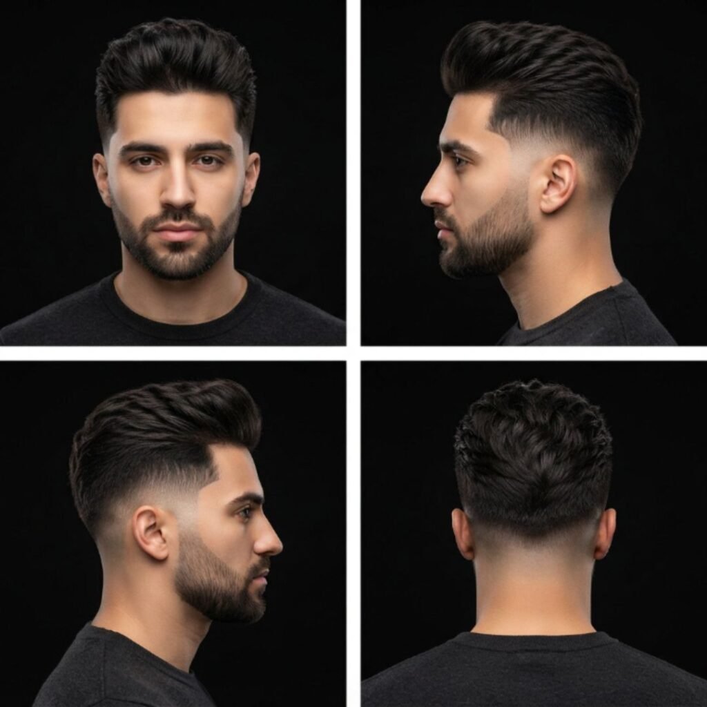 Low Taper Fade with Long Pompadour