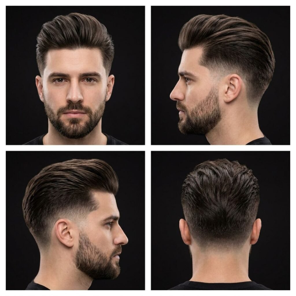 Low Taper Fade with Long Pompadour