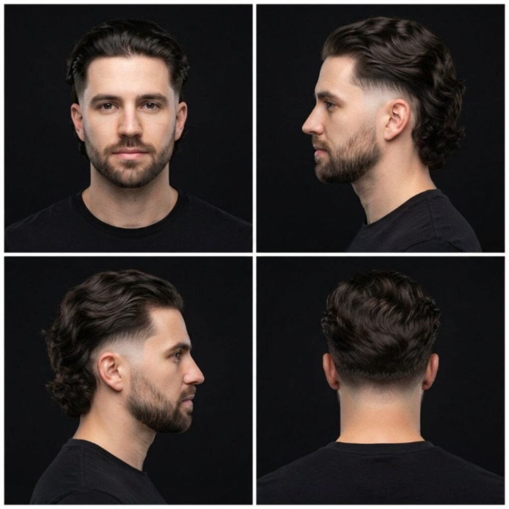Low Taper Fade with Long Wavy Hair
