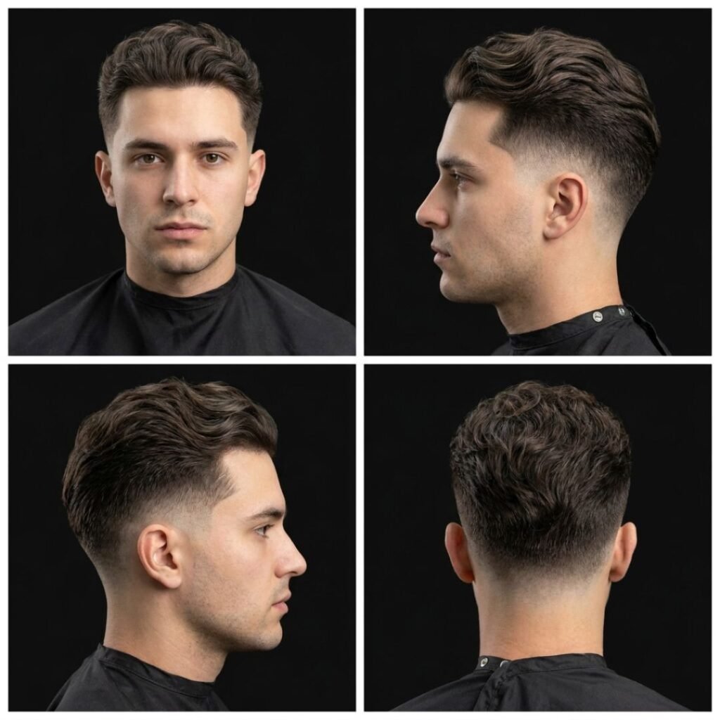 Low Taper Fade with Long Wavy Hair