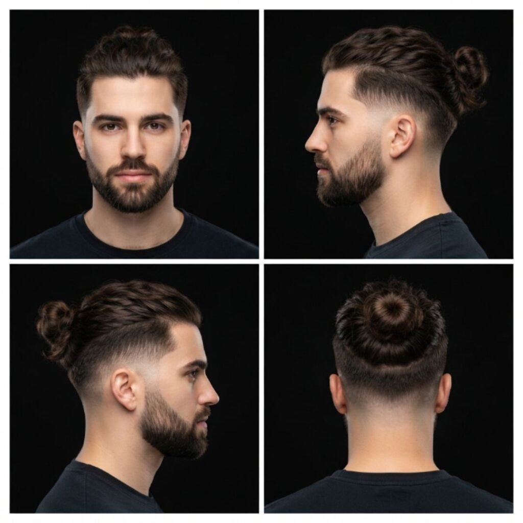 Low Taper Fade with Man Bun