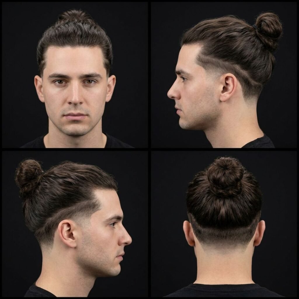 Low Taper Fade with Man Bun