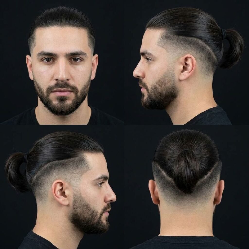 Low Taper Fade with Ponytail