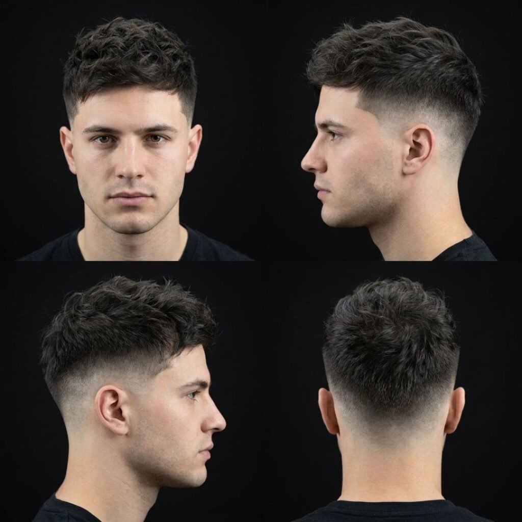 Low Taper Fade with Textured Long Top