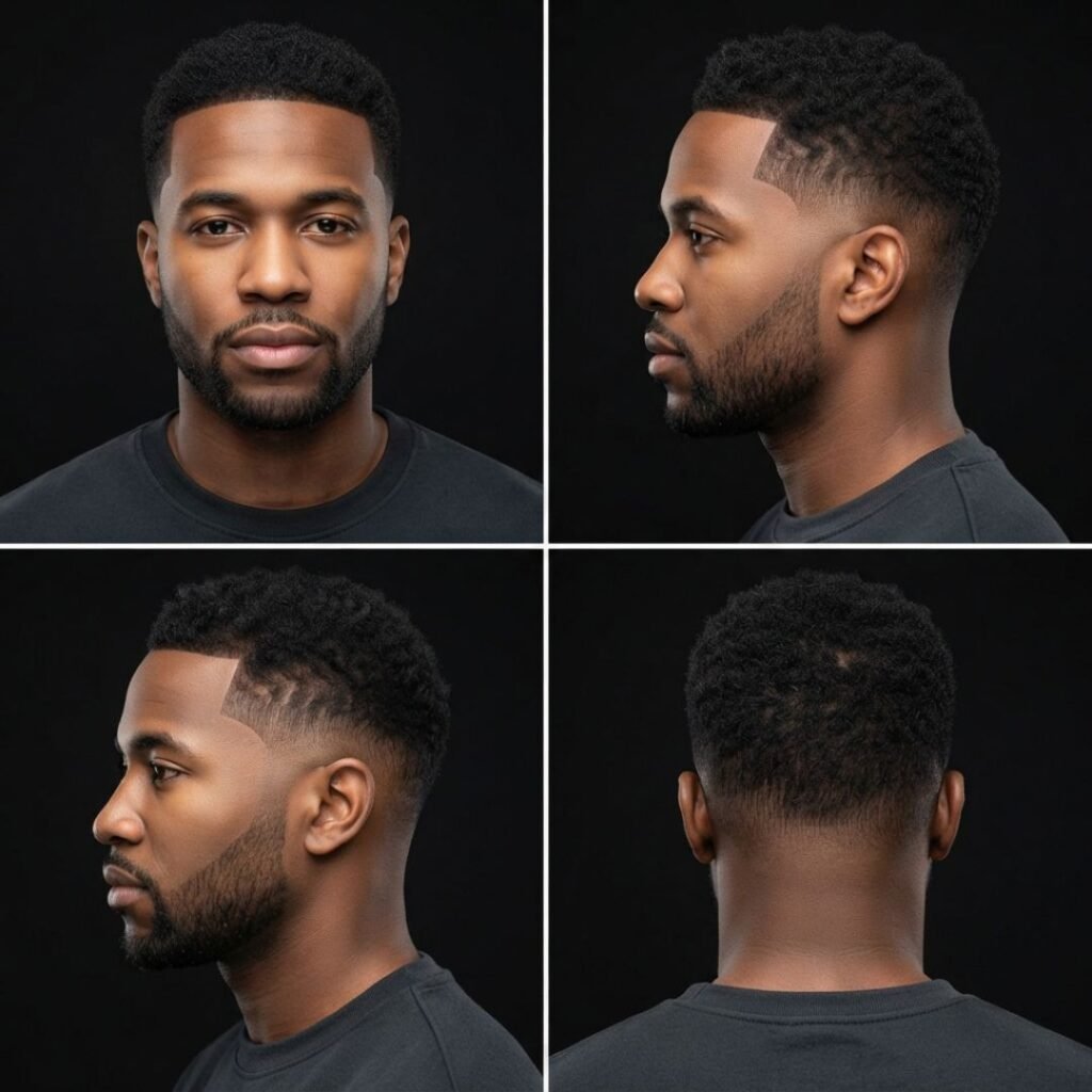 Mid Taper Fade with Short Beard or Stubble