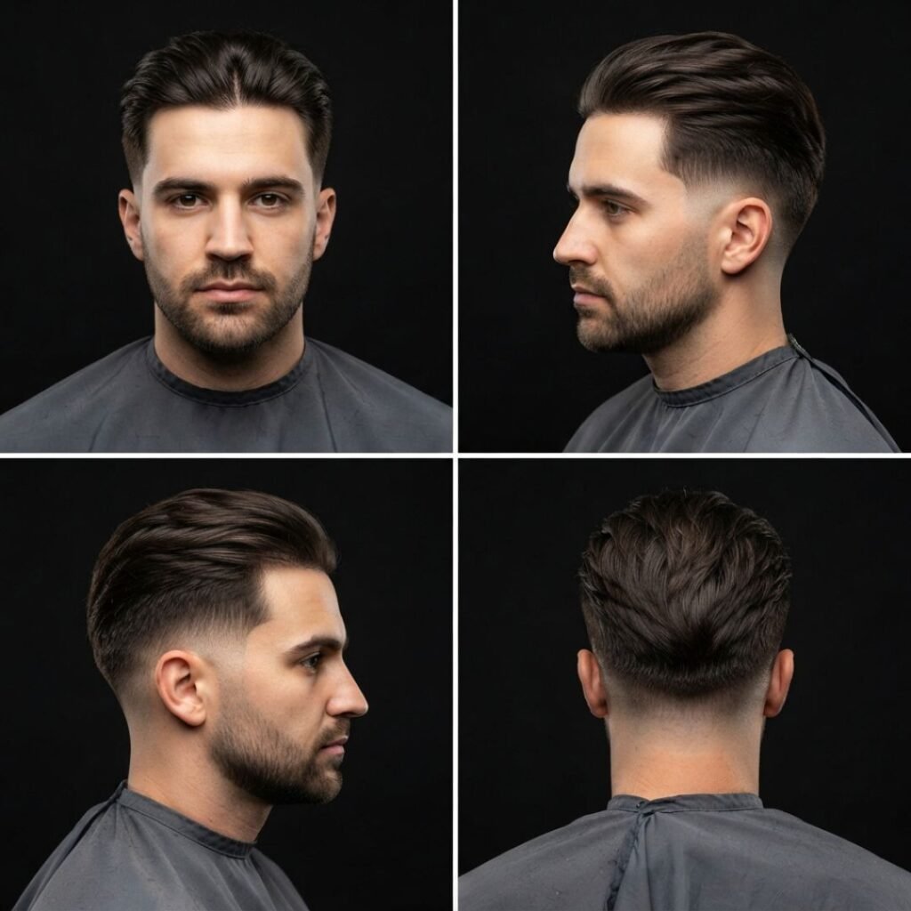 Pulled Back Center Part with Short Sides