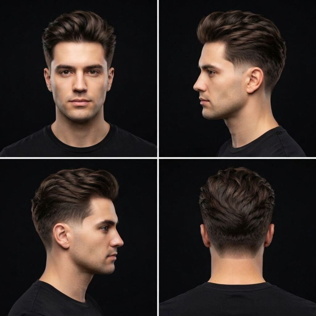 Quiffed Long Layers Low Taper Fade