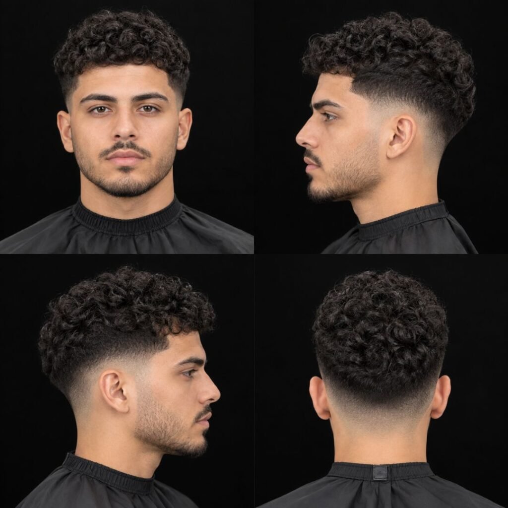 Short Curly Hair Low Taper Fade