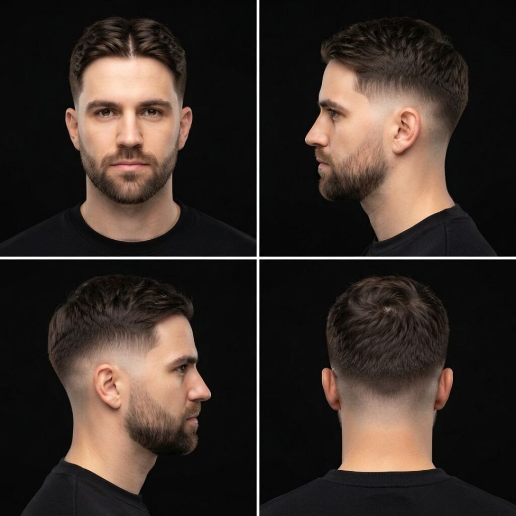 Short Textured Middle Part with Low Fade