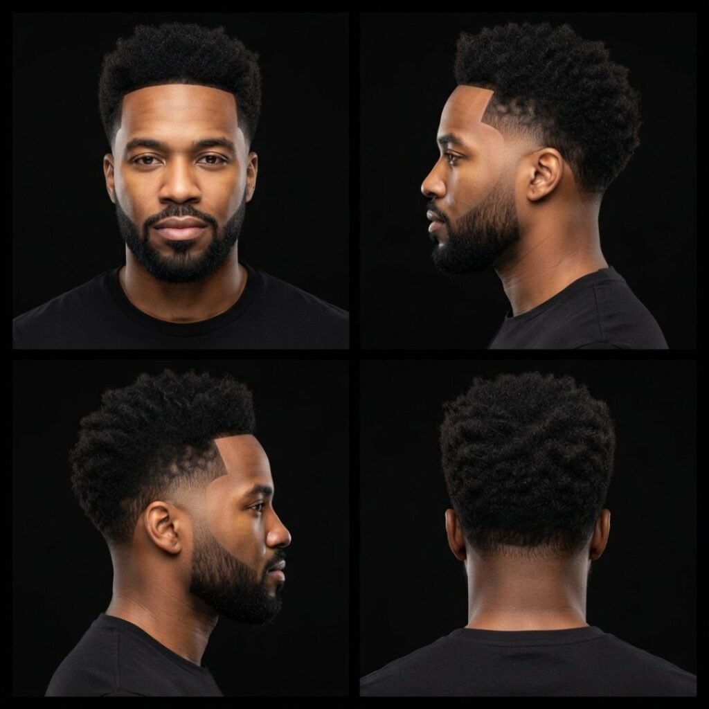 Sponged Afro with Mid Taper Fade