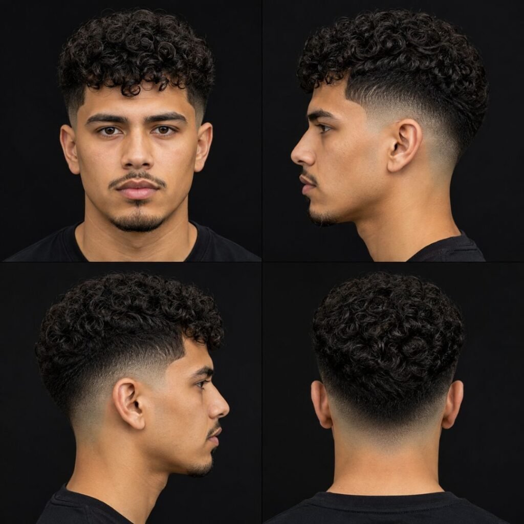 Stylish Curly Hair with Faded Undercut
