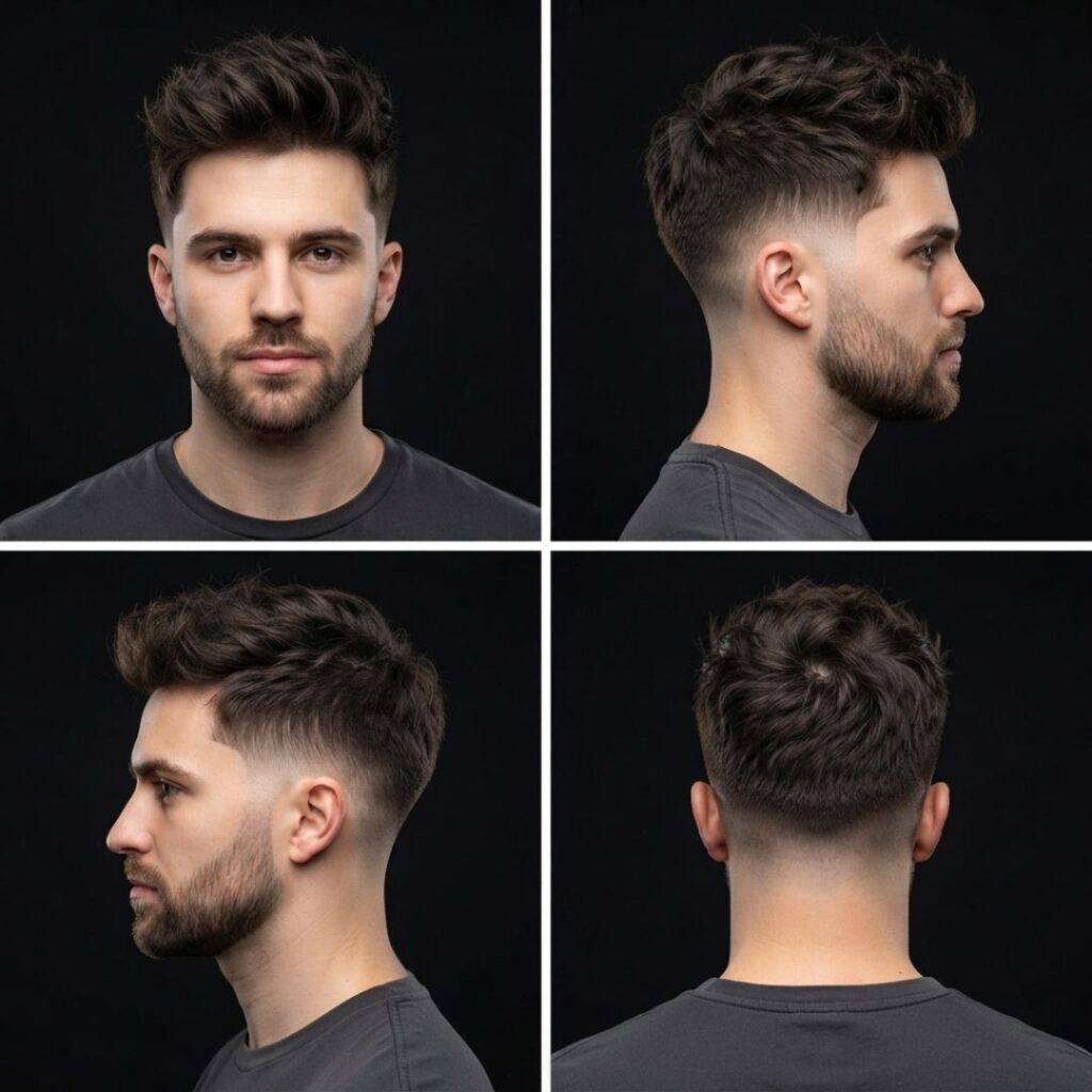 Textured Messy Long Top Low Taper Fade