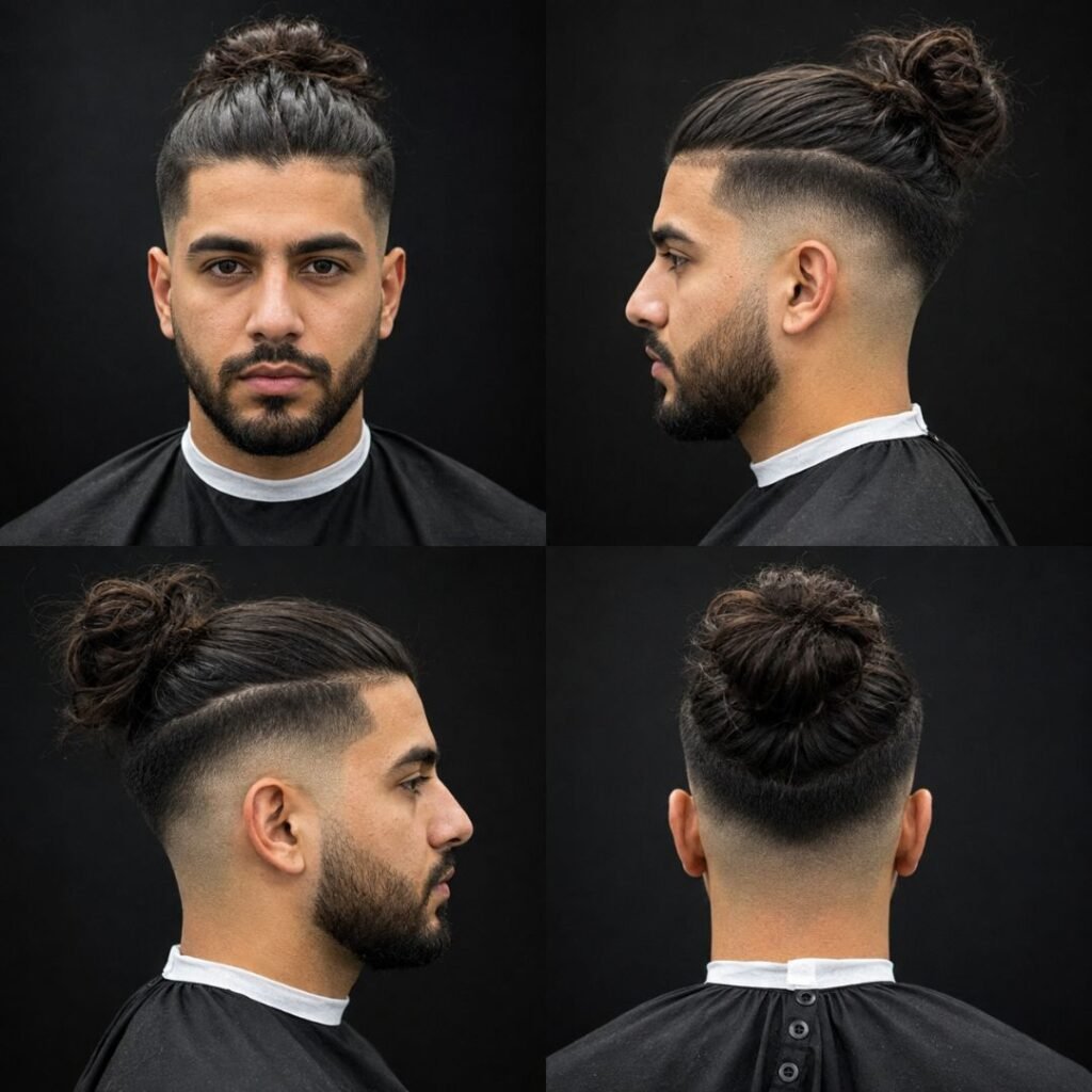 Trendy Man Bun with Low Temp Fade Undercut