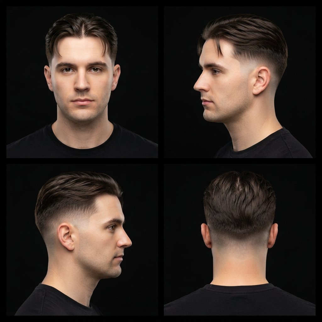 Pulled Back Center Part with Short Sides