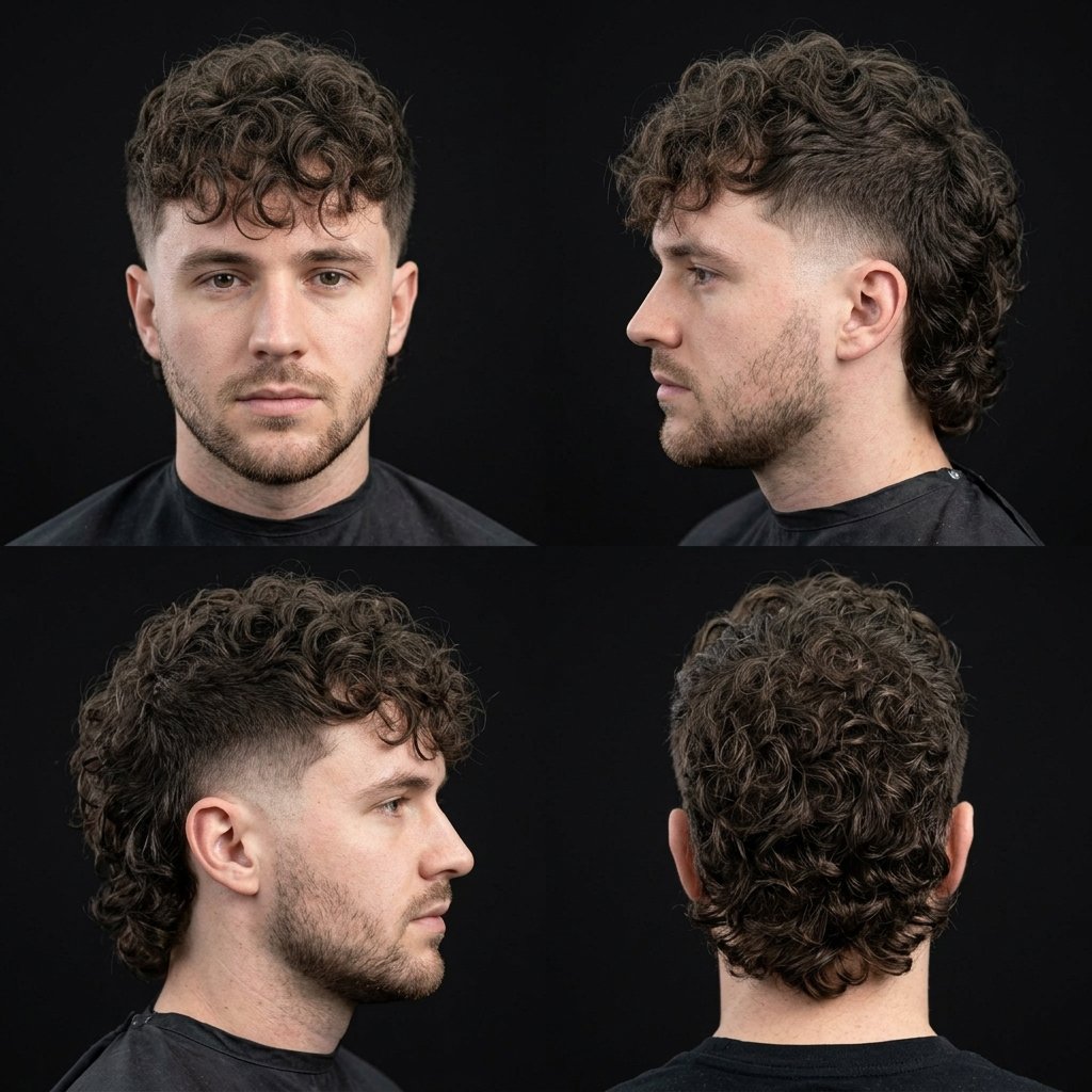 Textured Curly Mullet Fade