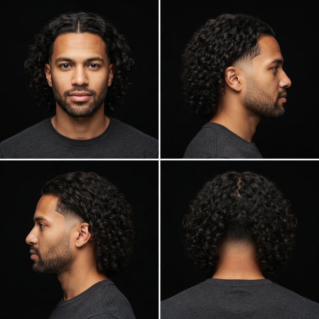 Long Curly Middle Part