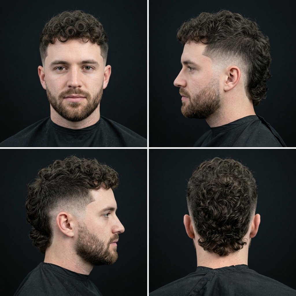 Short Curly Mullet Fade