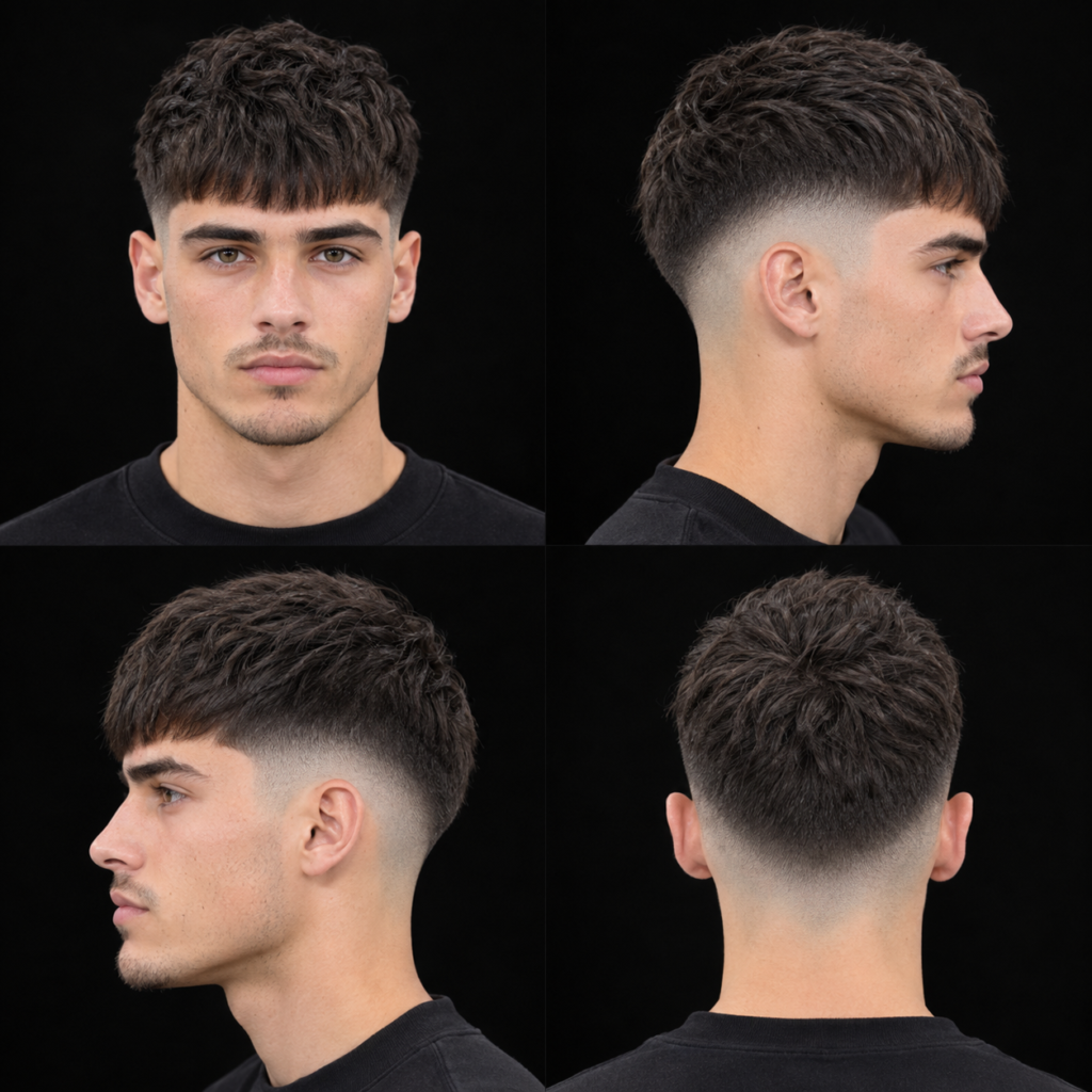Brushed Forward French Crop with a Mid Fade